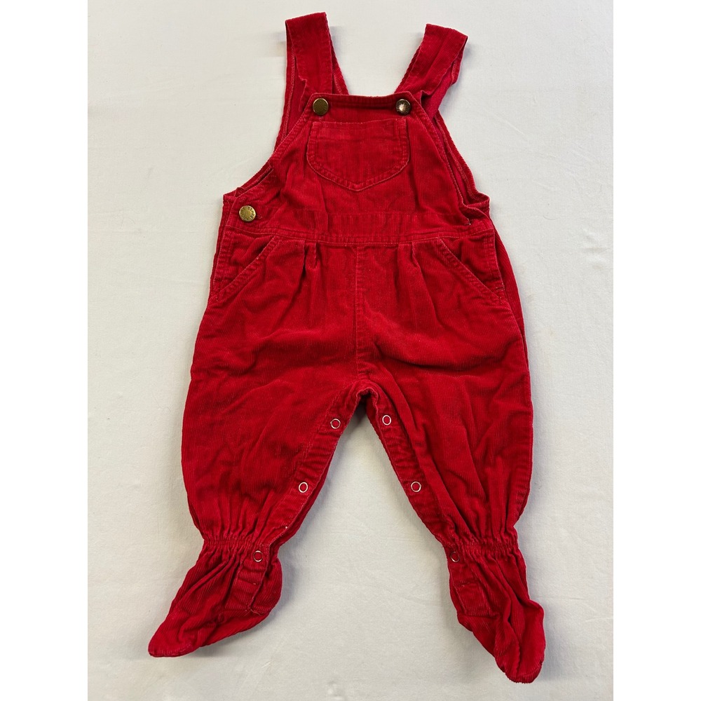 Pierre Bonée Vintage Red Corduroy Footed Overalls Baby 6-9 Months Holiday